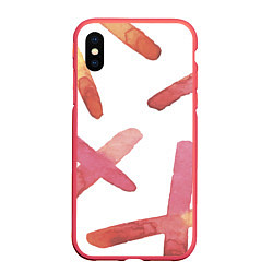 Чехол iPhone XS Max матовый Абстрактные краски, цвет: 3D-красный