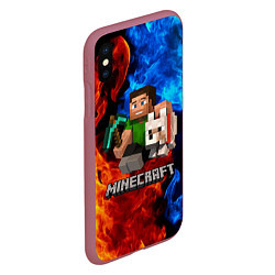 Чехол iPhone XS Max матовый MINECRAFT, цвет: 3D-малиновый — фото 2