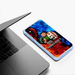 Чехол iPhone XS Max матовый MINECRAFT, цвет: 3D-голубой — фото 2