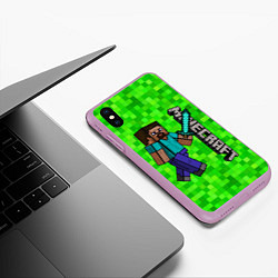 Чехол iPhone XS Max матовый MINECRAFT, цвет: 3D-сиреневый — фото 2