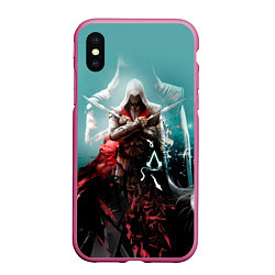 Чехол iPhone XS Max матовый Assassins Creed, цвет: 3D-малиновый