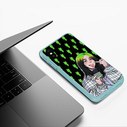 Чехол iPhone XS Max матовый Billie Eilish, цвет: 3D-мятный — фото 2