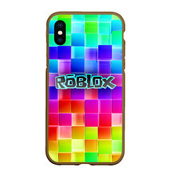 Чехол iPhone XS Max матовый Роблокс, цвет: 3D-коричневый