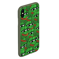 Чехол iPhone XS Max матовый Pepe The Frog, цвет: 3D-темно-зеленый — фото 2