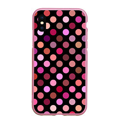 Чехол iPhone XS Max матовый Горох, цвет: 3D-розовый