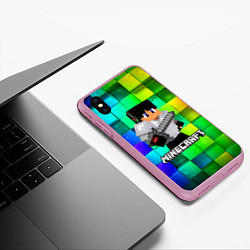 Чехол iPhone XS Max матовый Minecraft Майнкрафт, цвет: 3D-розовый — фото 2