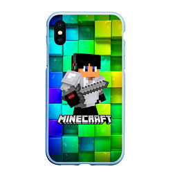Чехол iPhone XS Max матовый Minecraft Майнкрафт, цвет: 3D-голубой