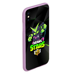 Чехол iPhone XS Max матовый BRAWL STARS VIRUS 8-BIT, цвет: 3D-сиреневый — фото 2