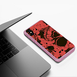 Чехол iPhone XS Max матовый Черепа, цвет: 3D-розовый — фото 2