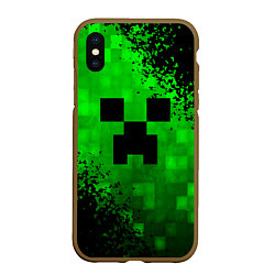 Чехол iPhone XS Max матовый MINECRAFT, цвет: 3D-коричневый