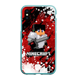 Чехол iPhone XS Max матовый Minecraft Майнкрафт, цвет: 3D-мятный