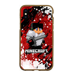 Чехол iPhone XS Max матовый Minecraft Майнкрафт, цвет: 3D-коричневый