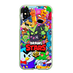 Чехол iPhone XS Max матовый BRAWL STARS VIRUS 8-BIT, цвет: 3D-салатовый