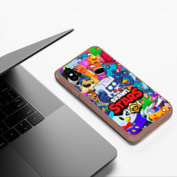 Чехол iPhone XS Max матовый BRAWL STARS 8-BIT, цвет: 3D-коричневый — фото 2