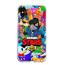 Чехол iPhone XS Max матовый BRAWL STARS CROW, цвет: 3D-белый