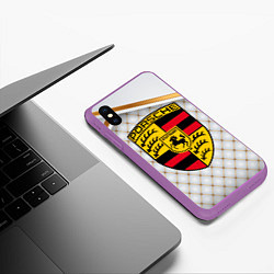 Чехол iPhone XS Max матовый PORSCHE, цвет: 3D-фиолетовый — фото 2