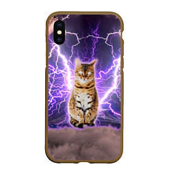 Чехол iPhone XS Max матовый Котушка Теслы, цвет: 3D-коричневый