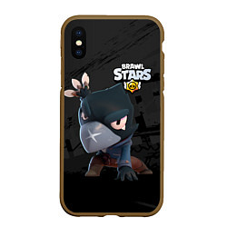 Чехол iPhone XS Max матовый Brawl Stars Crow Ворон, цвет: 3D-коричневый