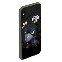 Чехол iPhone XS Max матовый Brawl Stars Crow Ворон, цвет: 3D-темно-зеленый — фото 2