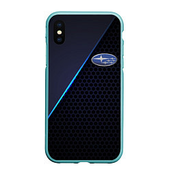 Чехол iPhone XS Max матовый SUBARU, цвет: 3D-мятный