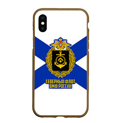 Чехол iPhone XS Max матовый Северный флот ВМФ России, цвет: 3D-коричневый