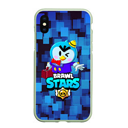 Чехол iPhone XS Max матовый BRAWL STARS MRP, цвет: 3D-салатовый