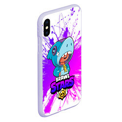 Чехол iPhone XS Max матовый Brawl stars leon shark, цвет: 3D-светло-сиреневый — фото 2