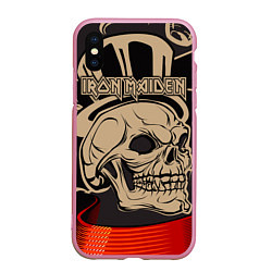 Чехол iPhone XS Max матовый Iron Maiden, цвет: 3D-розовый