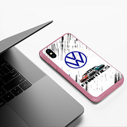 Чехол iPhone XS Max матовый Volkswagen, цвет: 3D-малиновый — фото 2