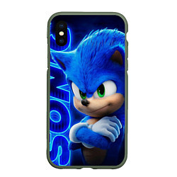 Чехол iPhone XS Max матовый SONIC, цвет: 3D-темно-зеленый