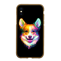 Чехол iPhone XS Max матовый Корги, цвет: 3D-коричневый