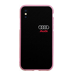 Чехол iPhone XS Max матовый AUDI, цвет: 3D-розовый