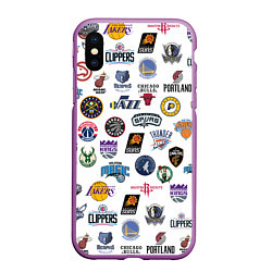 Чехол iPhone XS Max матовый NBA Pattern, цвет: 3D-фиолетовый