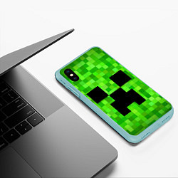 Чехол iPhone XS Max матовый MINECRAFT, цвет: 3D-мятный — фото 2