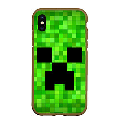 Чехол iPhone XS Max матовый MINECRAFT, цвет: 3D-коричневый