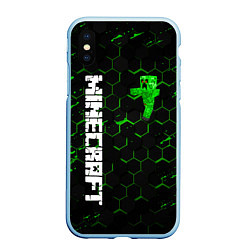 Чехол iPhone XS Max матовый MINECRAFT, цвет: 3D-голубой