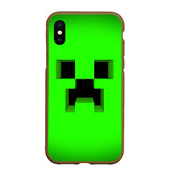 Чехол iPhone XS Max матовый MINECRAFT, цвет: 3D-коричневый