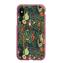 Чехол iPhone XS Max матовый Abstraction Pattern, цвет: 3D-малиновый