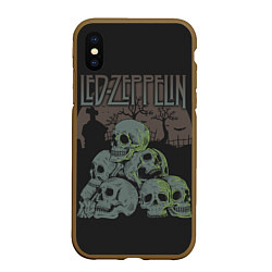 Чехол iPhone XS Max матовый Led Zeppelin, цвет: 3D-коричневый