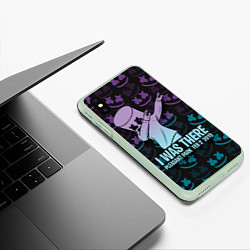 Чехол iPhone XS Max матовый Fortnite,Marshmello, цвет: 3D-салатовый — фото 2