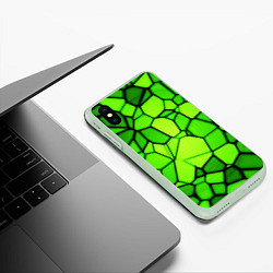 Чехол iPhone XS Max матовый Зеленая мозаика, цвет: 3D-салатовый — фото 2