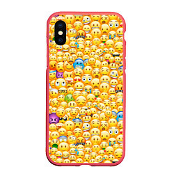 Чехол iPhone XS Max матовый Смайлики Emoji, цвет: 3D-красный