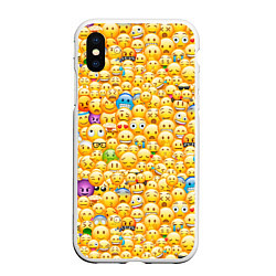 Чехол iPhone XS Max матовый Смайлики Emoji, цвет: 3D-белый