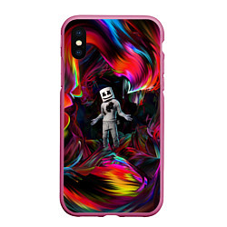 Чехол iPhone XS Max матовый Marshmello, цвет: 3D-малиновый