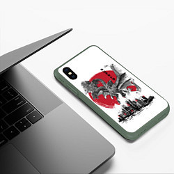 Чехол iPhone XS Max матовый GODZILLA, цвет: 3D-темно-зеленый — фото 2