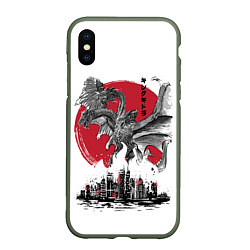 Чехол iPhone XS Max матовый GODZILLA, цвет: 3D-темно-зеленый