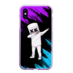 Чехол iPhone XS Max матовый Marshmello, цвет: 3D-сиреневый