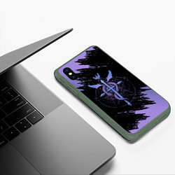 Чехол iPhone XS Max матовый Стальной алхимик, цвет: 3D-темно-зеленый — фото 2