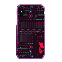Чехол iPhone XS Max матовый Cyber, цвет: 3D-фиолетовый