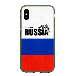 Чехол iPhone XS Max матовый Russia, цвет: 3D-темно-зеленый